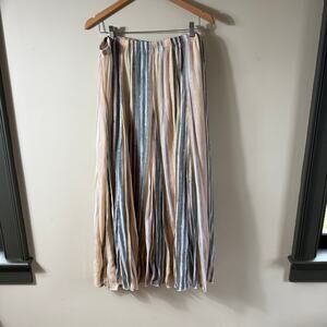 new directions Pastel Yellow, Sage Green Pink Gauze Godet Maxi Skirt XL READ